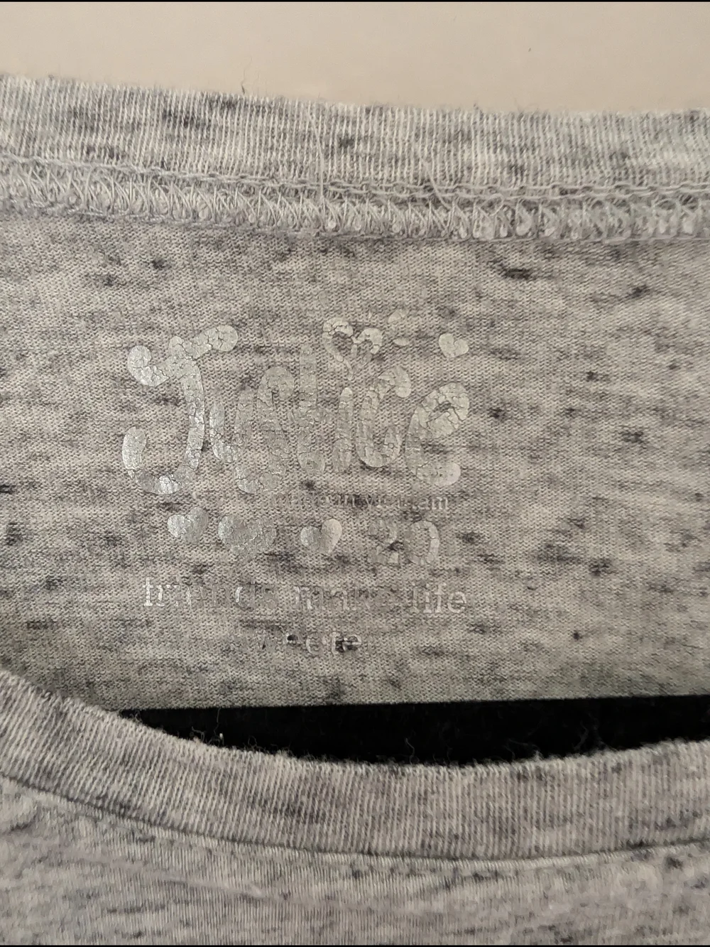 Justice Gray Tee with Silver Logo Print